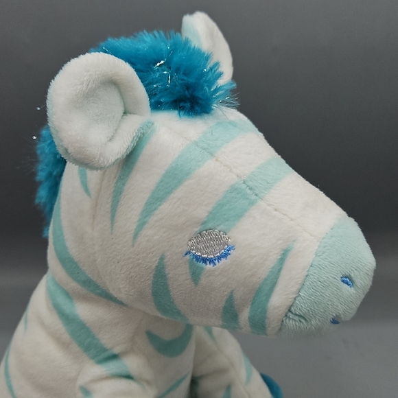 Hallmark Blue Magnetic Kissing Zebra Plush 7" Sewn Eyes Baby Lovey Stuffed - Picture 9 of 10
